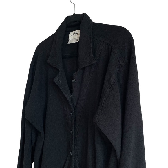 FLAX Black Button-Down Heavy Weight Shirt Jacket, Size S - Picture 2 of 6